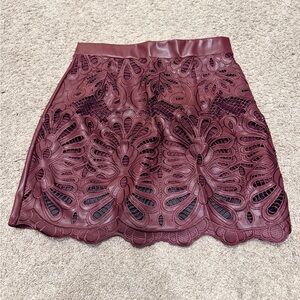 Chicme Burgundy Faux Leather Skirt